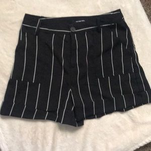 Black and white striped dress shorts